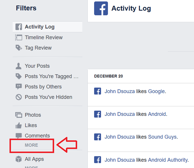 How to Delete your Facebook Search History-Step 2